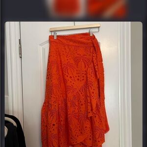 FARM Rio Vibrant Orange Asymmetrical Skirt